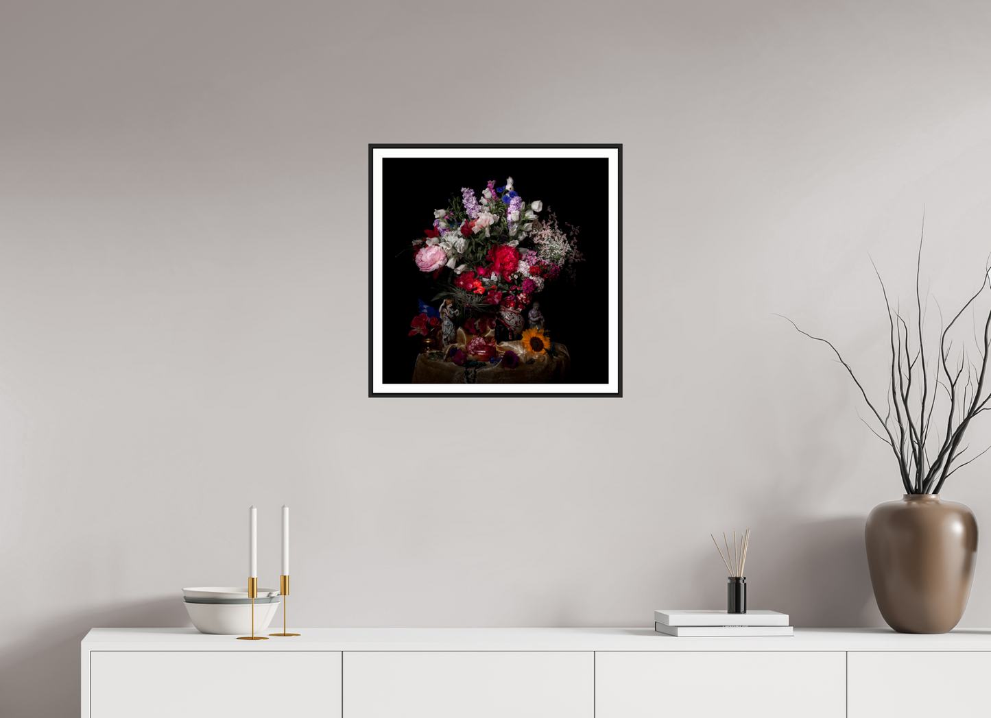 50 x 50 cm, Classic Framed white Border Flower Pot